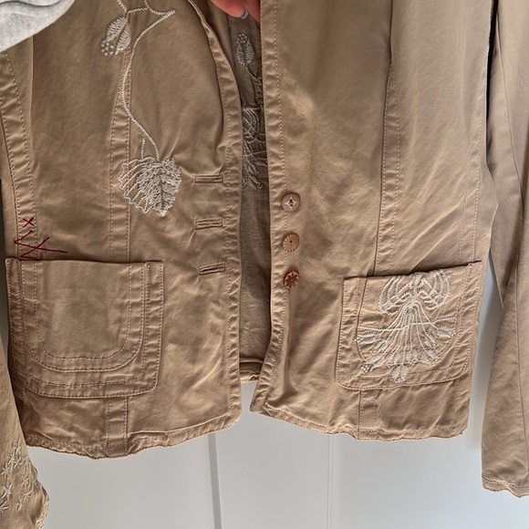 Johnny Was Los Angeles Khaki Embroidered Coeur Libre Jacket Size Small - Picture 5 of 9